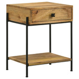 ZUN Natural Mango 1-Drawer Accent Table with Bottom Shelf B062P153900