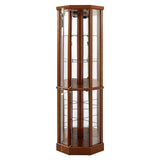 6 Shelf Lighted Corner Curio Cabinet with Adjustable Tempered Glass Shelves and Mirror Back, W1693P170906