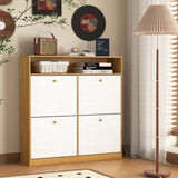Shoe Storage Cabinet with 4 Flip Drawers , Shoe Rack Organizer Cabinet with wooden handle W409P195086