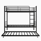 Twin Bunk Bed with Trundle Metal Bunkbeds with Ladder and Full-Length Guardrail, Noise Free, No Box W840P196829