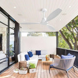 52 Inch Wood Blade Low Profile Ceiling Fan with 6 Speed Remote Control for Patio Living Room W934P147088
