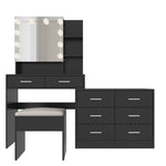 ZUN Large Makeup Vanity with Lights, Vanity Table with Charging Station, Vanity Desk with Mirror and 10 53245964