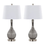 Jenny 27" Contemporary Glass Table Lamp in Clear Smokey Crackle Glass, Brushed Nickel and White B202P224038
