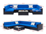 Fully Equipped Weaving Rattan Sofa Set with 2pcs Middle Sofas & 4pcs Single Sofas & 1 pc Coffee 61740829