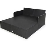 White Outdoor Rattan Daybed with Upholstered Cushions 87294660