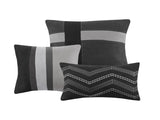 7 Piece Faux Suede Comforter Set Black Queen B03597215