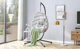 GRHeavy-Duty Iron Hanging Chair with Wicker Weave Single Person Swing for Indoor/Outdoor W2920P281903