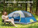4 Person Waterproof Camping Tent with Rainfly, Easy Setup Dome Tent with Mesh Windows & Skylights, 59524485