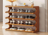 5 Tier Bamboo Shoe Rack, Free Standing Shoe Storage Organizer with Wood Grain Finish, Space Saving 65104641