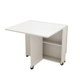 Folding Drop Leaf Dining Table with 6 Wheels and 2-Layer Storage Shelf, Space Saving Table for Small 99613030