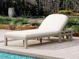 TREXM Outdoor Chaise Lounge, Premium Acacia Wood Patio Recliner with Arched Backrest, 5-Position N715P403786E