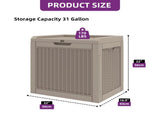 31 Gallon Resin Outdoor Deck Box, Lockable Waterproof UV Resistant Storage Container for Patio 63462319