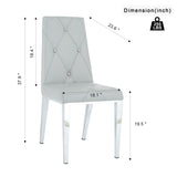 Modern simple light luxury dining Light grey Family bedroom stool back PU electroplated W210P196489