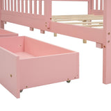 Full Size Wood Platform Bed with Guardrails on Both Sides and Two Storage Drawers ,Pink N733P172700H