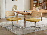 Mid Century Modern Dining Chairs Set of 2, Velvet Accent Chairs with Natural Cane Back & Stainless 97370969