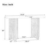 TREXM Narrow Console Table, Entryway Table with Oval Marble Top, Rustic Sofa Table with Curved Legs, N715P245728D