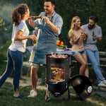 ZUN Vertical Steel Charcoal Smoker, Heavy Duty Three Layer Round BBQ Grill Smokey Mountain Cooker for 11838107