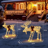 2pcs 4ft 30V 3.6W Moose Family 200LED Leather String Light Garden Moose Decoration Golden 82928292