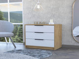 Cannon 3-Drawer Dresser White and Light Oak B06280495