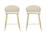 Kira Indoor Upholstered Bar Stool, Beige Fabric with Metal Frame, Set of 2 N775P263305B