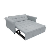 2-SEATER CONVERTIBLE VELVET LOVESEAT SOFA BED GRAY PULL-OUT SLEEPER COUCH WITH SIDE POCKET, W1867P315755