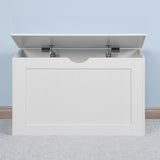 White Lift Top Entryway Storage Cabinet with 2 Safety Hinge, Wooden Toy Box W40914887