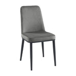 ZUN Sleek Design Gray Velvet Side Chairs Set of 2 Modern Dining Furniture Black Metal Legs B011P146559