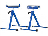 2-Pack Heavy Duty Metal Folding Roller Stand with Edge Guides Portable Woodworking Support - Blue 09128668