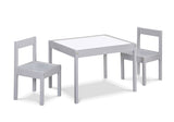 Gibson 3-Piece Dry Erase Kids Table & Two Chair Set, Gray B022P174725