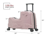 22 Inch Ride-on Suitcase for Kids & Teens, Toddler Travel Luggage with Seat, Spinner Wheels, Safety 16968074