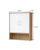 Bathroom Wall Cabinet with Double - Door, Bottom Wavy - Patterned Doors, Adjustable Inner W3151P288945