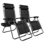 ZUN Infinity Zero Gravity Chair Pack 2, Outdoor Lounge Patio Chairs with Pillow and Utility Tray 96615684