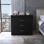 ZUN Bethage 3-Drawer Dresser Black Wengue B06280071