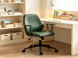 Vintage Leather Office Desk Chair, Padded Arms, 360&deg Swivel & Adjustable Height, Green 41095321