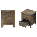 Farmhouse Wooden Nightstand Set of 2 with Retro Design, Wood Side Table with Storage Cabinet for N733P180456D