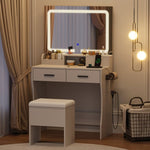 ZUN Vanity Desk with Mirror and Lights, Makeup Vanity Table with Power Outlet & 3 Drawers,3 Color 04575732