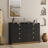 ZUN 8 Drawer Double Dresser for Bedroom with LED, Modern Dressers Chest of Drawers with Fluted Panel, W1321P201215