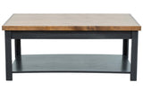 48 inch Coffee Table, No Assembly Required, Black and Whiskey Finish B108P160149