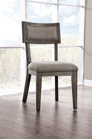 ZUN Rustic Grey Solid wood 2pc Dining Chairs Fabric Upholstered Seat Back Curved Dining Room Furniture B011107813