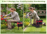 Black 2-in-1 Garden Folding Stool Kneeler, 300LBS Capacity & Built-in Tool Pouch, Comfortable EVA 65032449
