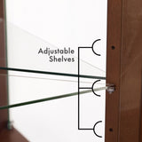 Corner Curio Dispaly Cabinet with Lights, Adjustable Tempered Glass Shelves, Mirrored W1693P171668