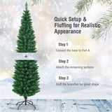 6ft Slim Pencil Christmas Tree - Space-Saving Design for Small Corners, 400 Realistic PVC Branches 07280669
