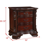 ZUN 1pc Traditional Nightstand End Table with Three Storage Drawers Brown Cherry Decorative Drawer Pulls B011P143963