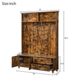 ZUN ON-TREND Modern Style Hall Tree with Storage Cabinet and 2 Large Drawers, Widen Mudroom Bench with 5 WF306450AAP