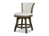 Henry 27" Armless Swivel Counter Height Bar Stool, Natural White Linen B2719P238375