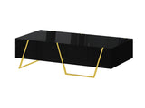 Modern Rectangular High Gloss Coffee Table for Living Room with Storage and Gold Base, 4 drawers, N735P350386B