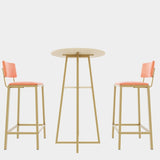Bar table and chairs three piece set, gold frame, sponge made seat cushions and backrests, bar table W3064P245388
