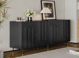 Modern Black Lacquered 4 Door Wooden Cabinet Sideboard Buffet Server Cabinet Storage Cabinet, for W1435P228914