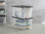 (2 pack)108 Quart Extra-Large Stackable Storage Bin, Clear Plastic Storage Container with Latch Lid, 97218604