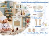 Green wooden children's play kitchen, interactive light/sound stove, with microwave/oven/blackboard 57607355